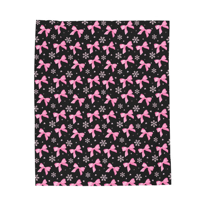 Pink Bow Pattern Plush Blanket