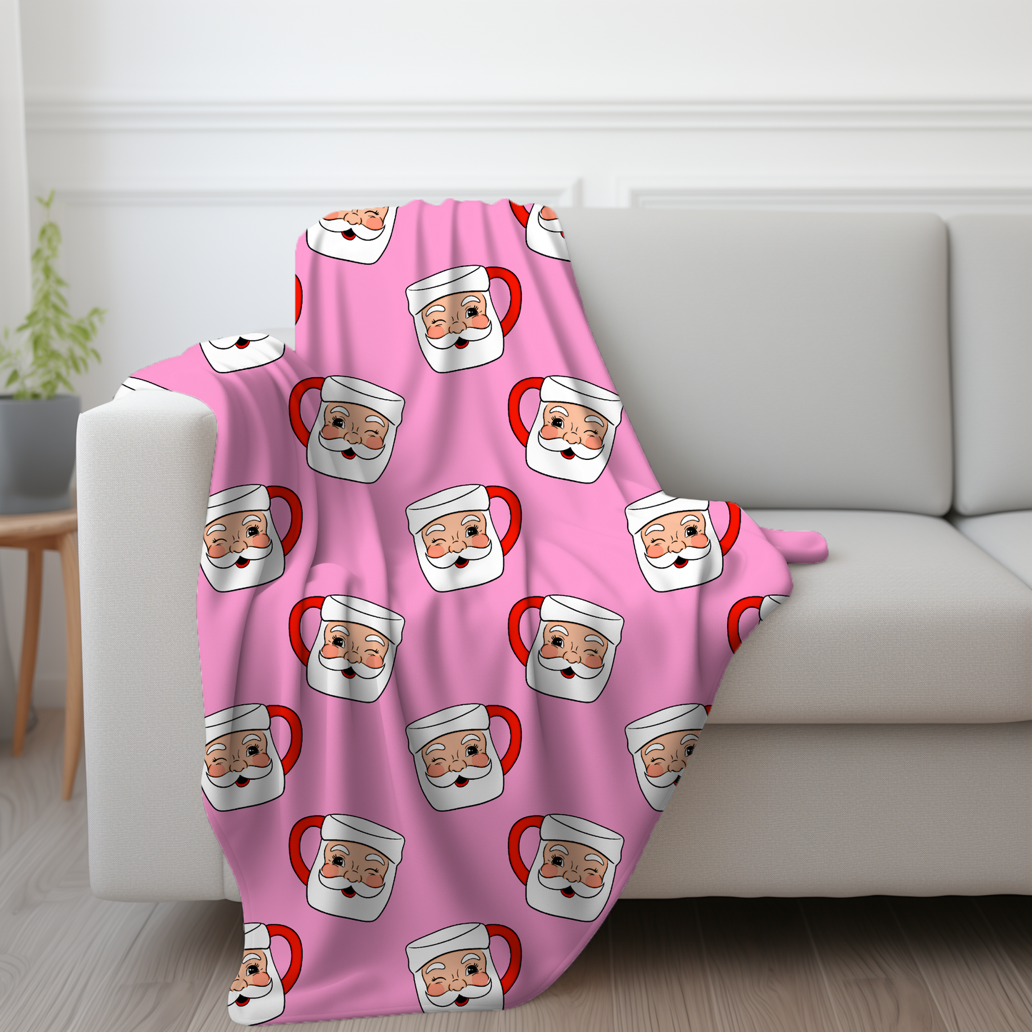 Cozy Santa Mug Velveteen Plush Blanket