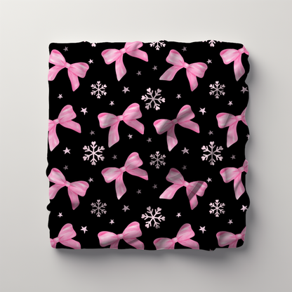 Pink Bow Pattern Plush Blanket