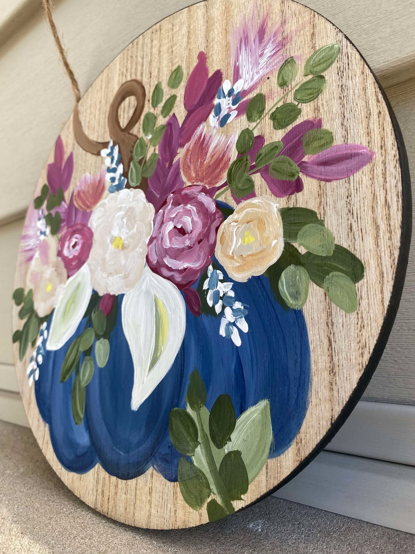 Floral Pumpkin Door Hanger