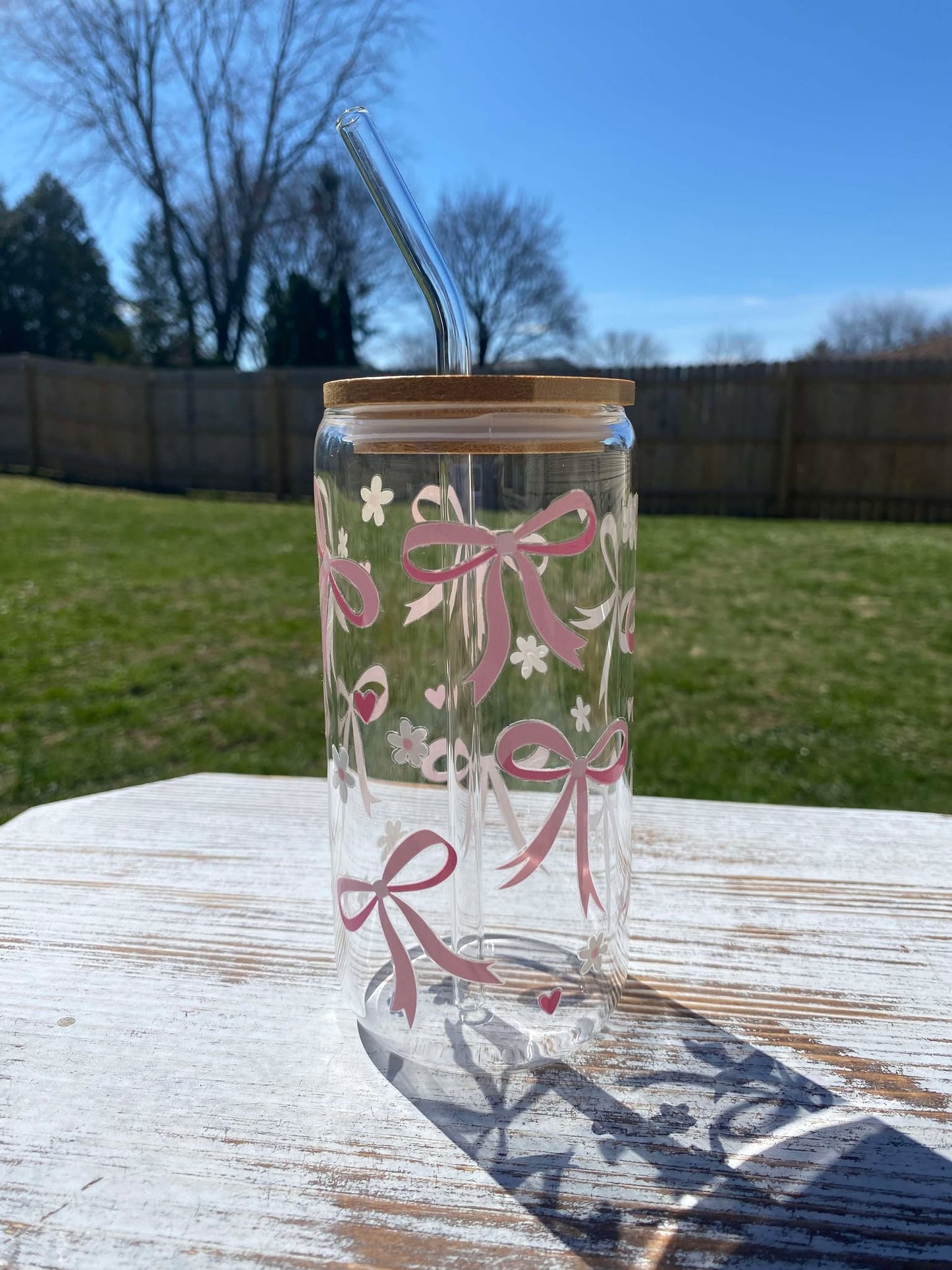 Pink Bow Libby Glass