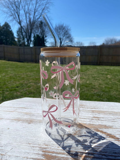 Pink Bow Libby Glass