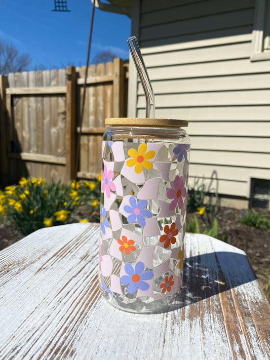 Retro Flower Libby Glass