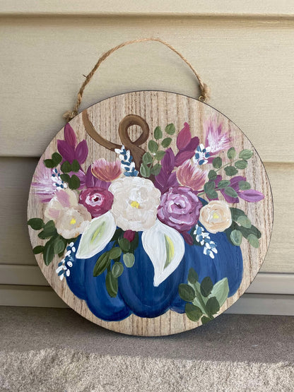 Floral Pumpkin Door Hanger