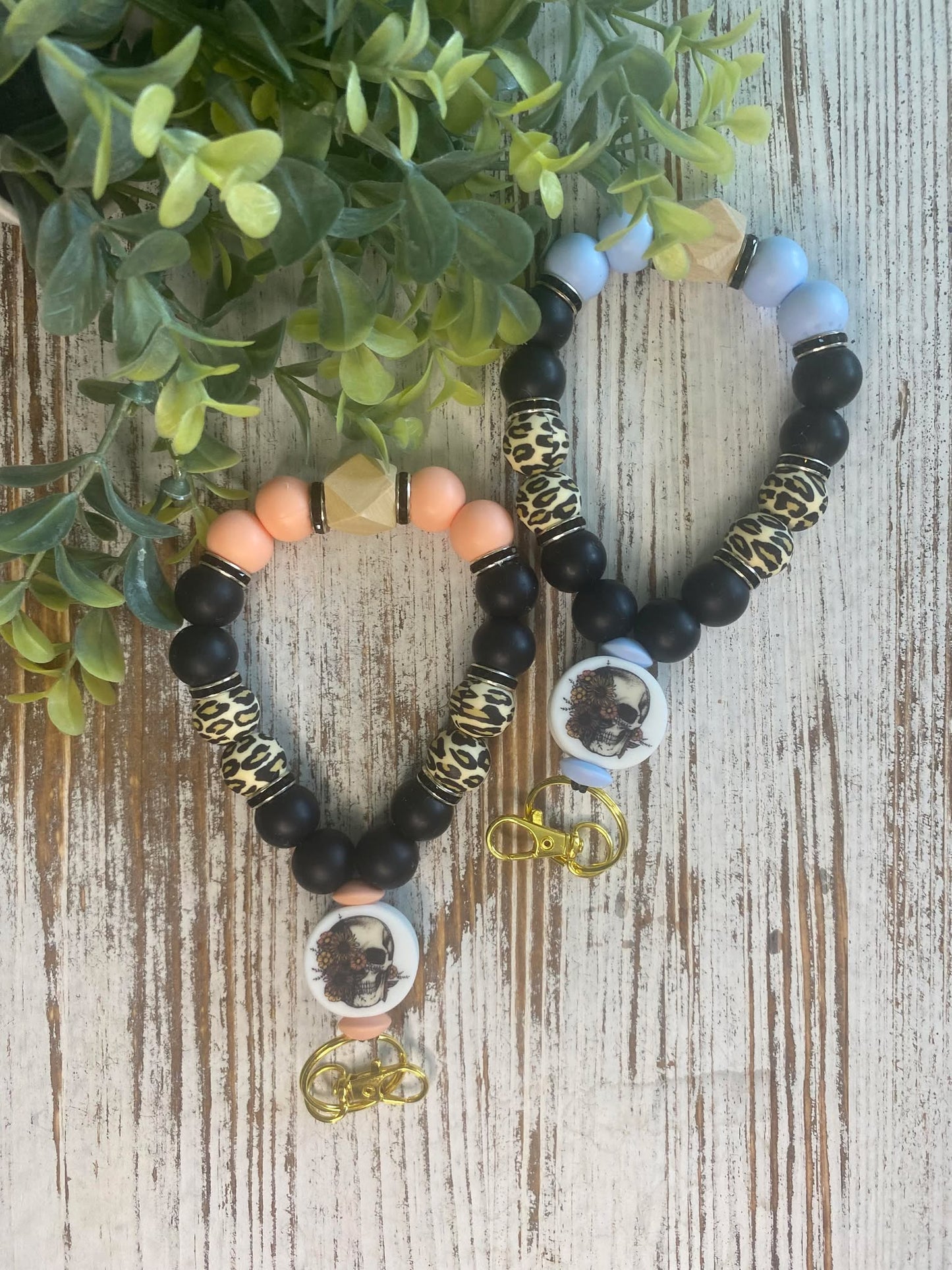 Floral Skull Wristlet