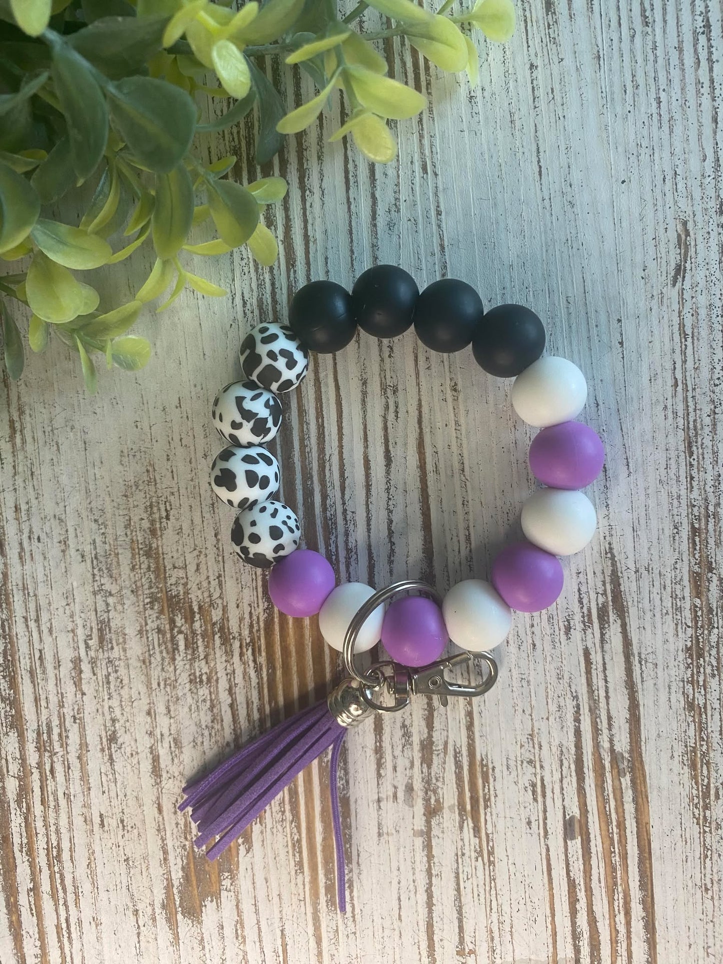Purple Cow Print Wristlet