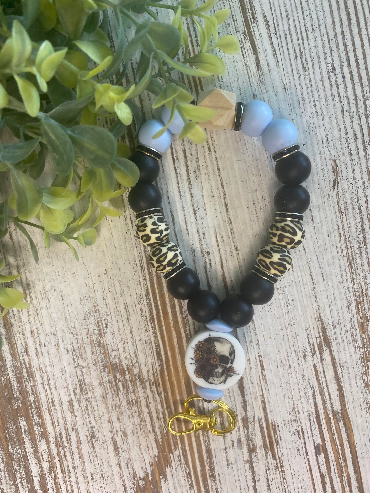 Floral Skull Wristlet