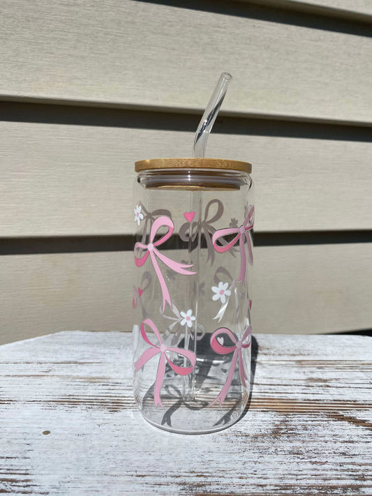 Pink Bow Libby Glass