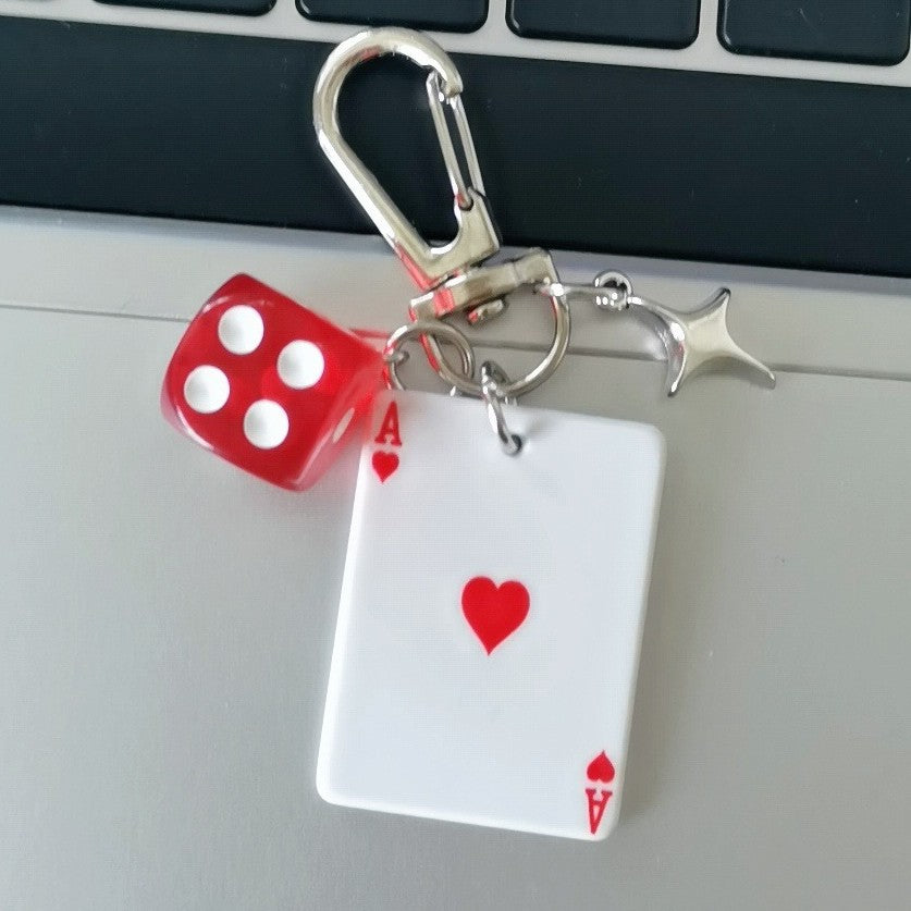 Poker Dice Metal Keychain Pendant