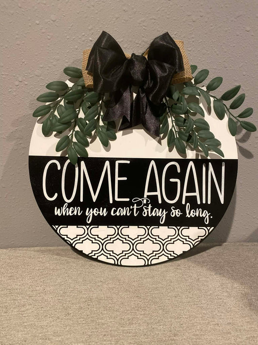 Come Again Door Hanger