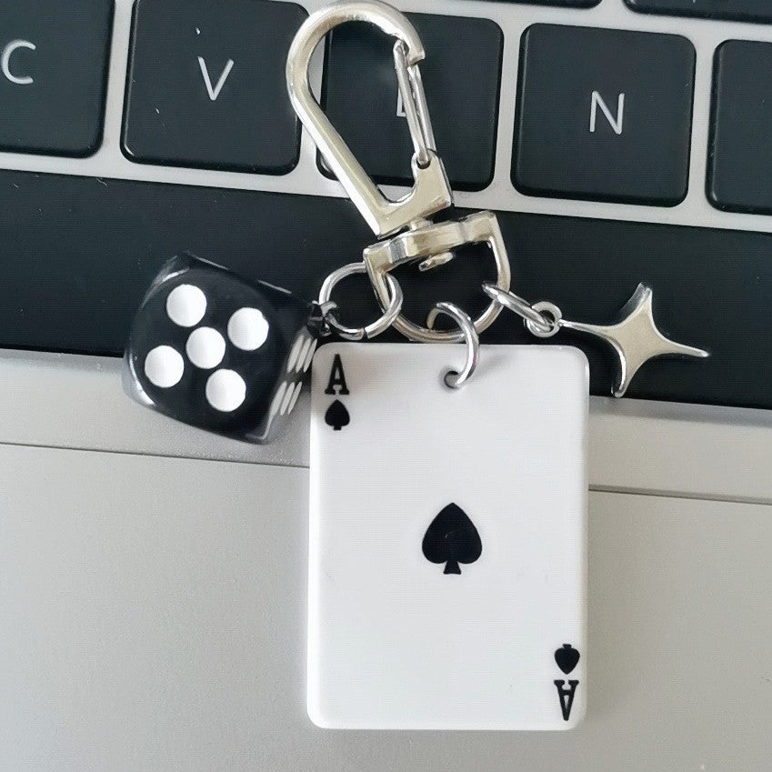 Poker Dice Metal Keychain Pendant