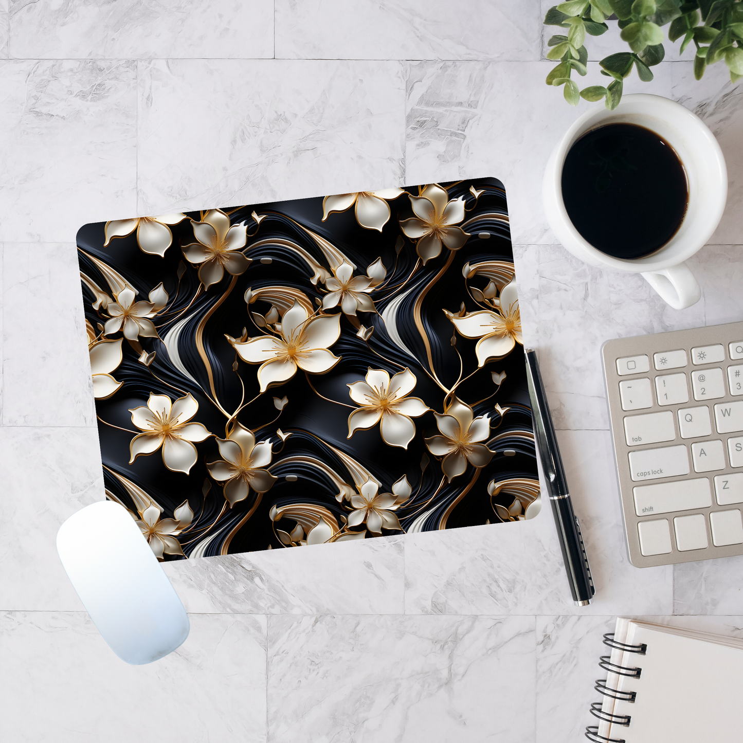 3D Flowers Mouse Pad