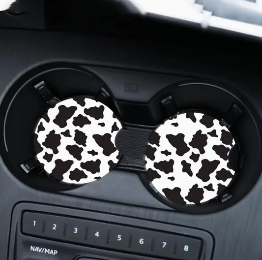 Cow Print Car Coasters