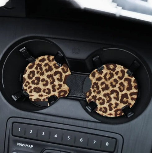 Brown Leopard Car Coasters