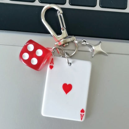 Poker Dice Metal Keychain Pendant