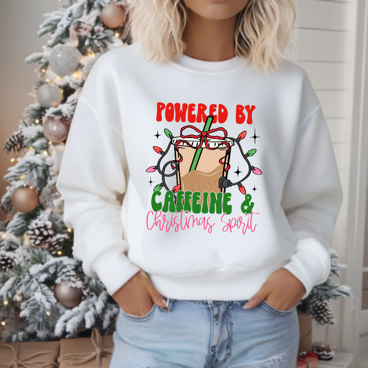 Powered by Caffeine & Christmas Spirit Long Sleeve Tee